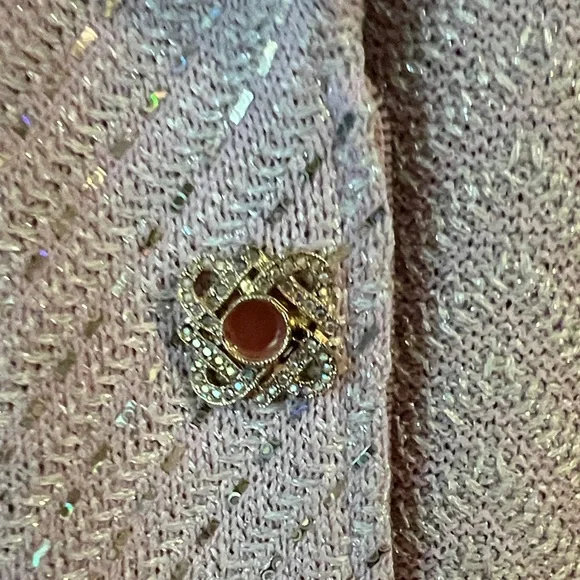 St. John Pale Pink Sparkle Tweed Blazer and Skirt Set - Picture 3 of 10